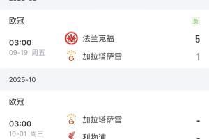 将战利物浦！加拉塔萨雷土超7场全胜，欧冠上轮惨败+18场输了12场