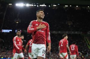 记者：卡塞米罗本赛季出场时曼联仅丢3球，不在场时丢了13球